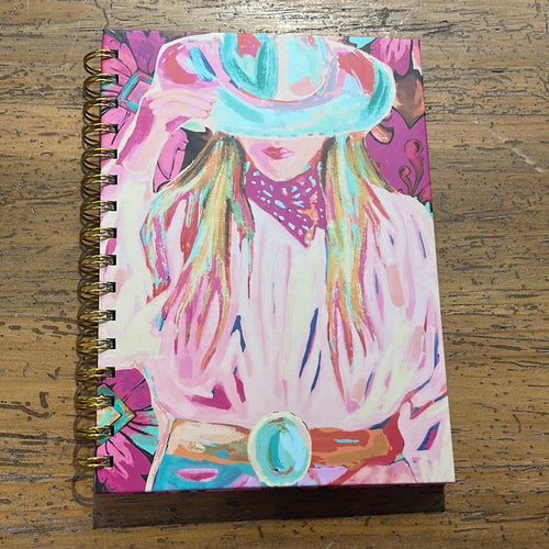 Pink Colorful Cowgirl Hardcover Notebook