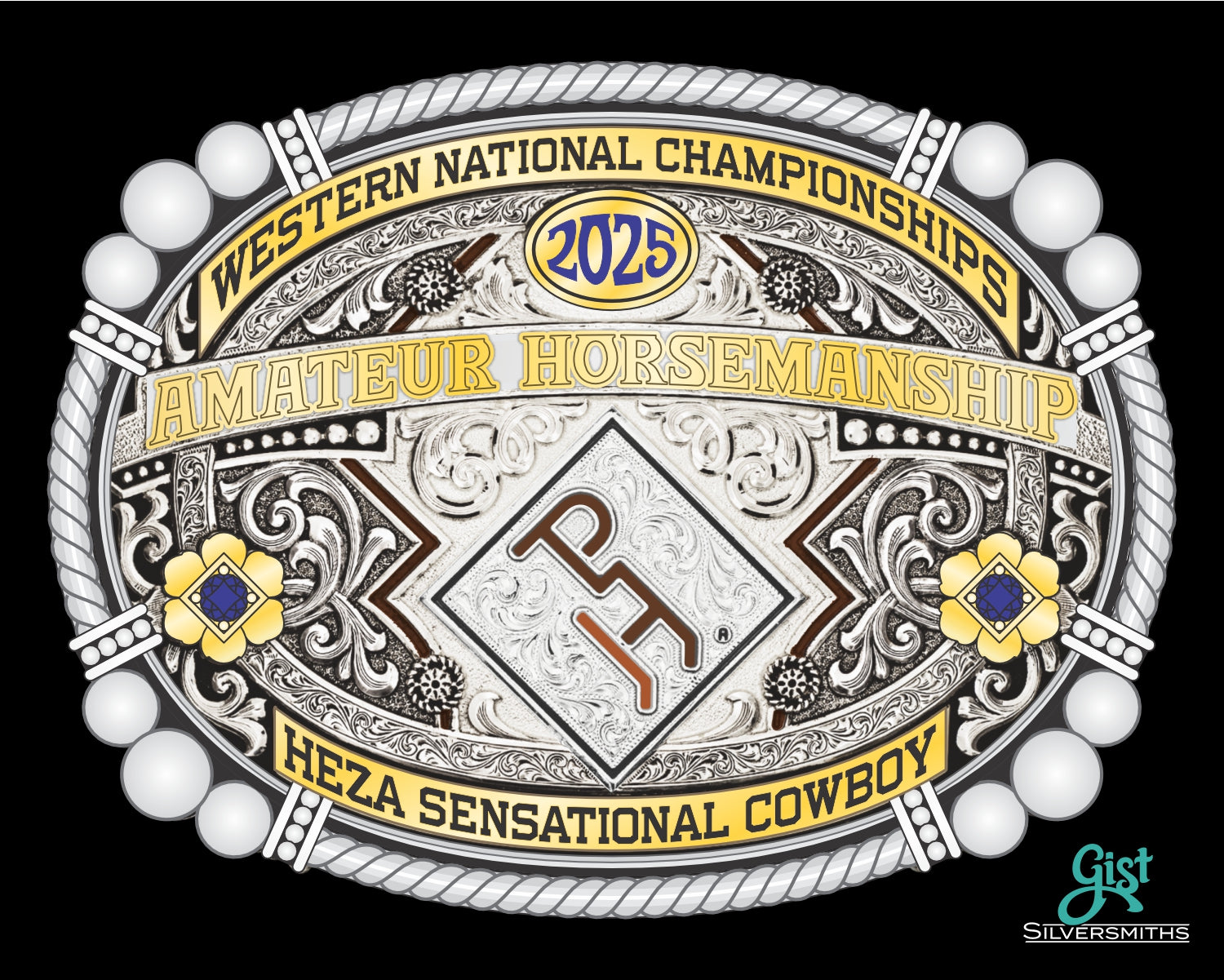Customizable Eastern and Western National Champion Buckle