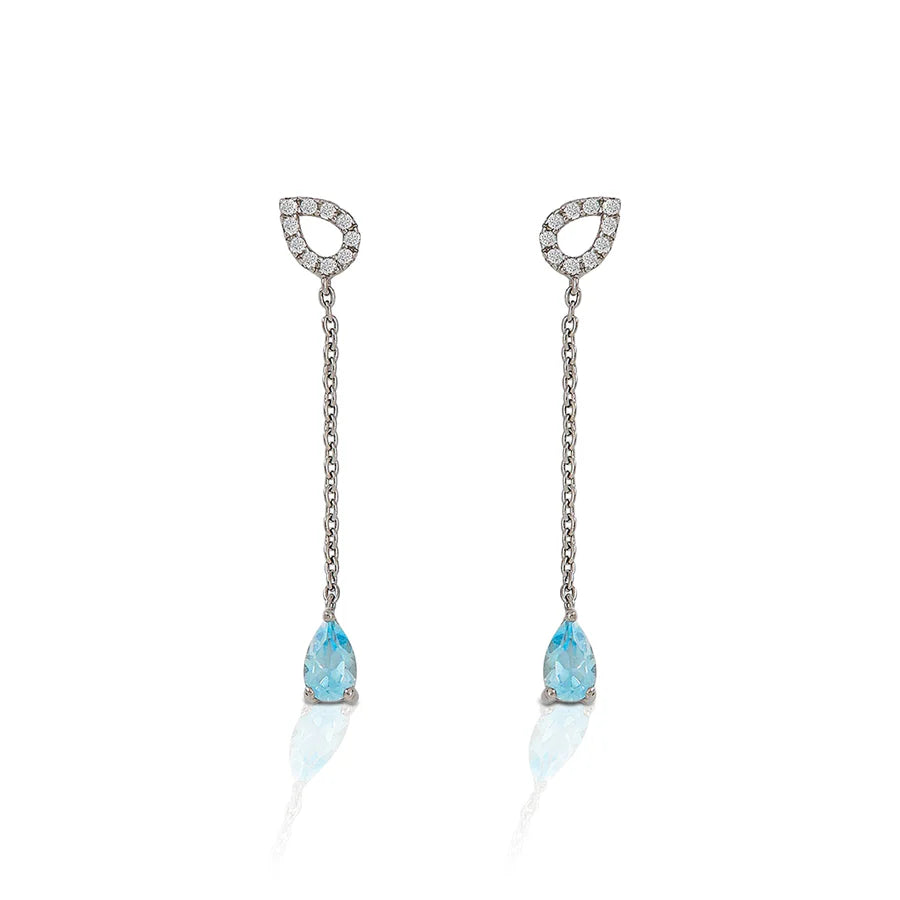 KH Blue Topaz Fixed Lariat Earrings