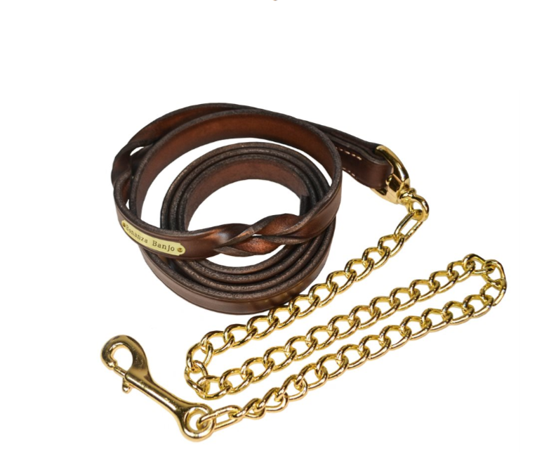 Perri's Twisted Leather Lead With Plate