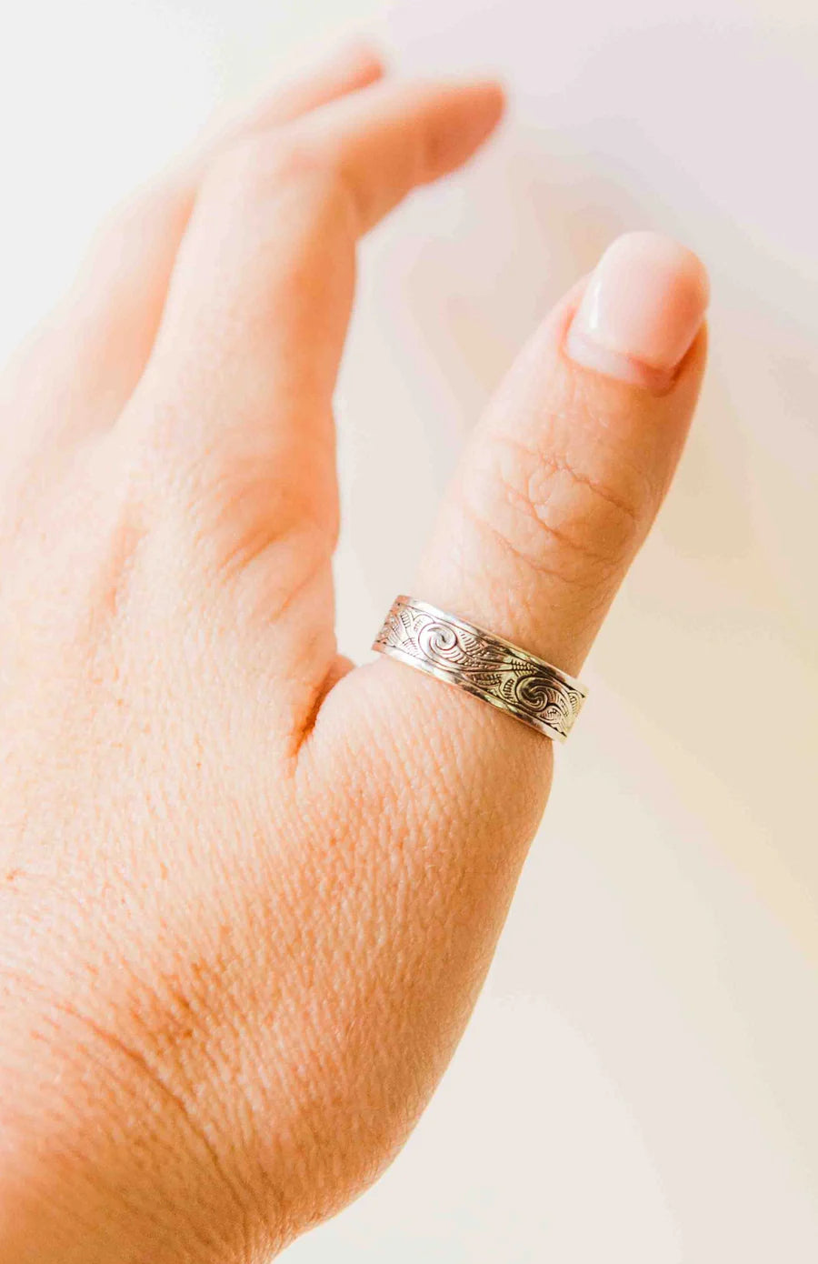KH Men's Engraved Western Wide Band Ring