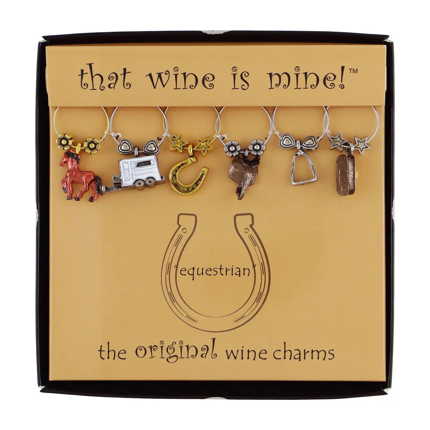 Equestrian Painted Wine Charms - 6PC