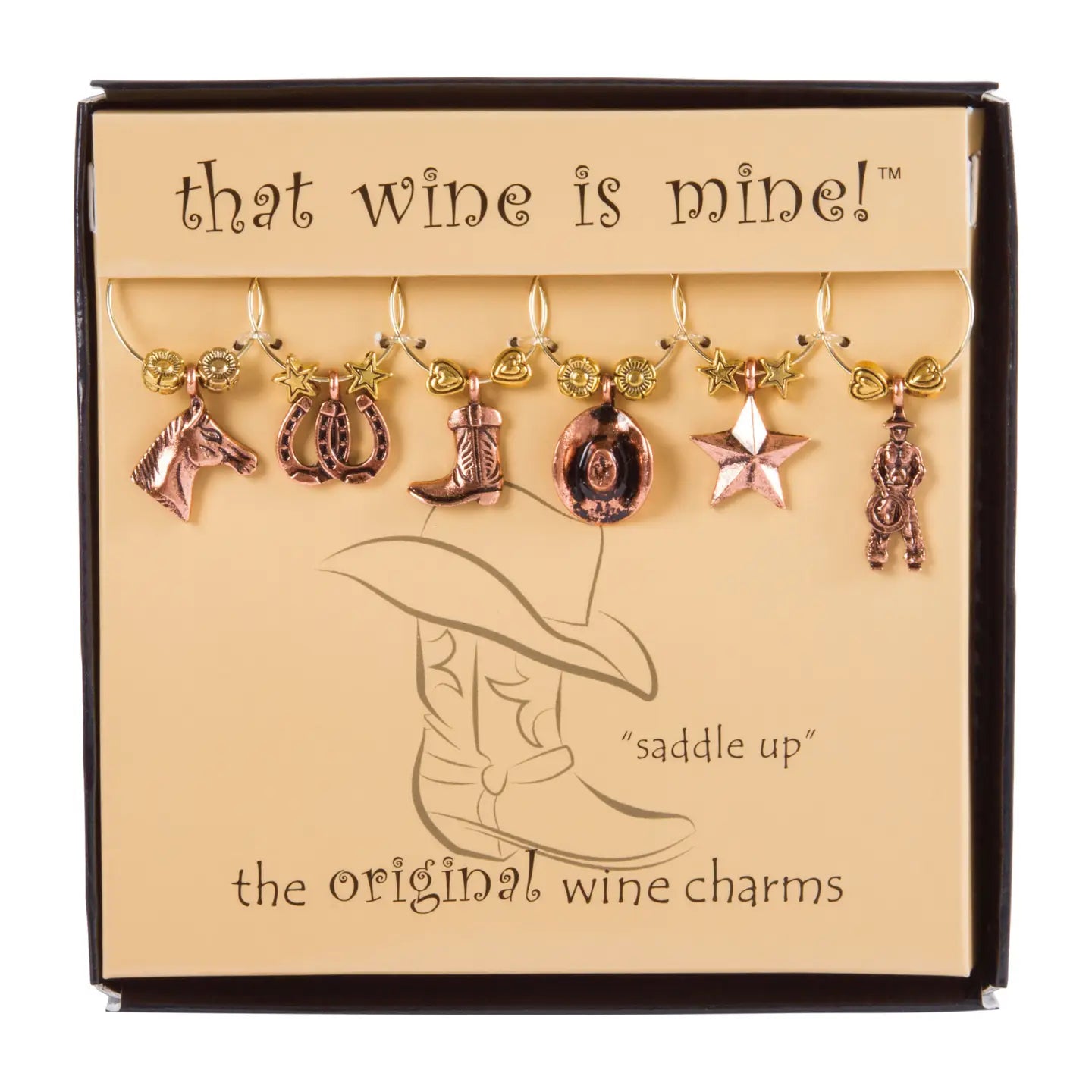 Saddle Up Painted Wine Charms - 6PC