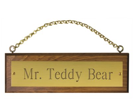 Wooden Stall Sign w/ Brass Plate and Chain