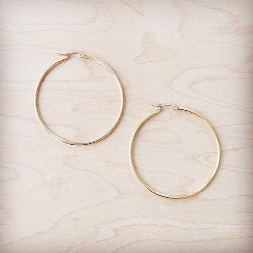 Large Stainless Steel Hoop Earrings 18K Gold Plating 219c