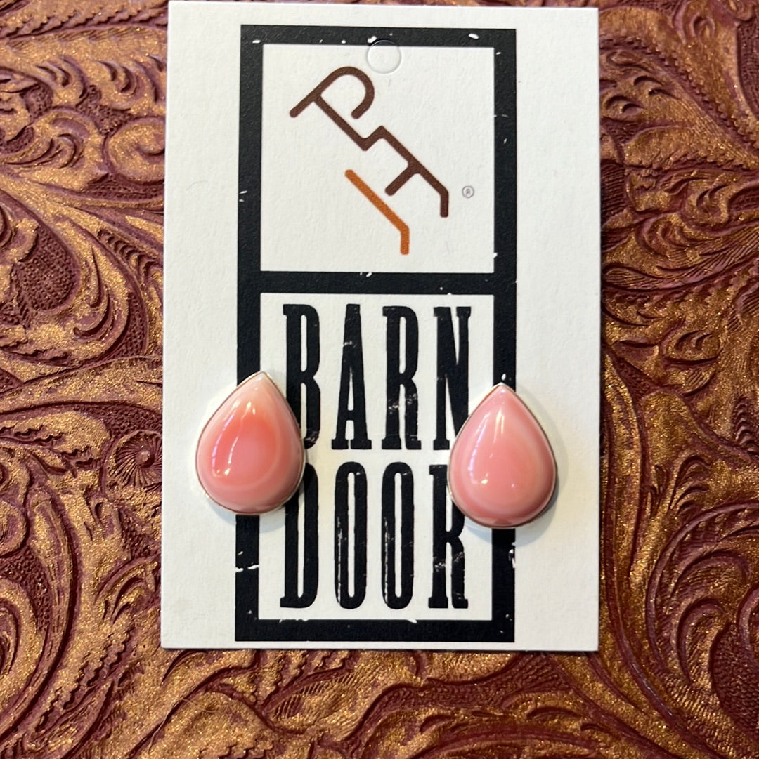 Pink Conch Tear Drop Earrings