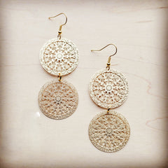 Matte Gold Dangle Filigree Earrings 212m