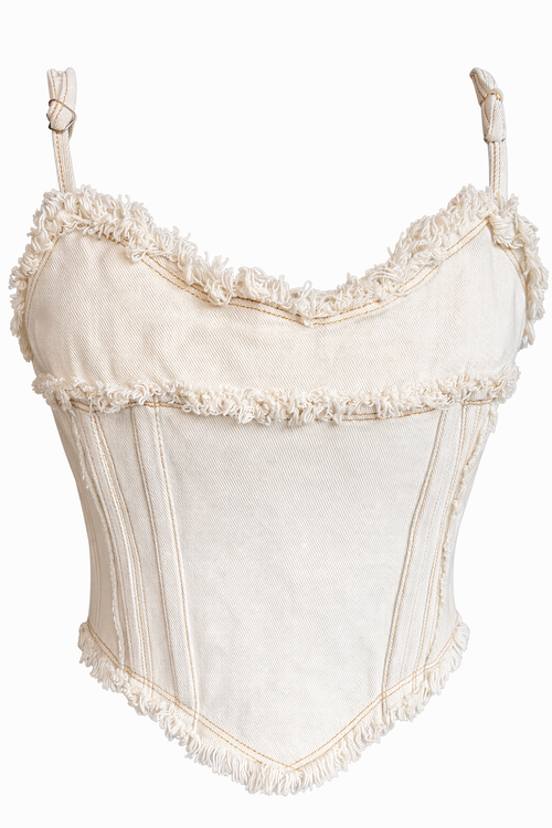 C&C - Denim Daze Cream Crop Top