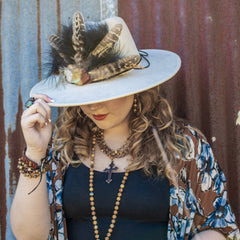 Western Copper Hoop Earrings w/ Picture Jasper Beads 200u