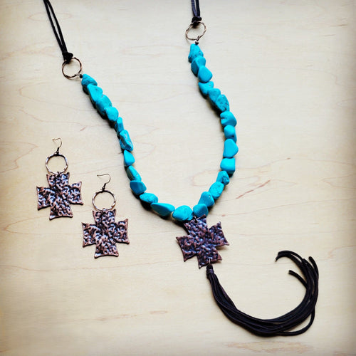 Hammered Copper Cross Earrings 220p