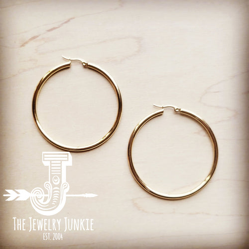Small Stainless Steel Hoop Earrings 18K Gold Plating 219a