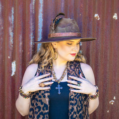 Western Copper Hoop Earrings w/ Natural Agate Beads 200s