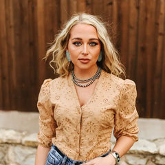 Brown Eyelet Top