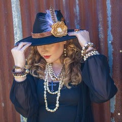 Western Copper Hoop Earrings w/ White Turquoise Beads 224g