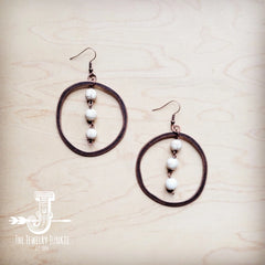 JJ Western Copper Hoop Earrings w/ White Turquoise Beads 224g