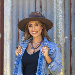 Western Copper Hoop Earrings w/ Blue Lapis Beads 225w