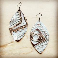 **Leather Oval Earring-Gold Aztec 218g