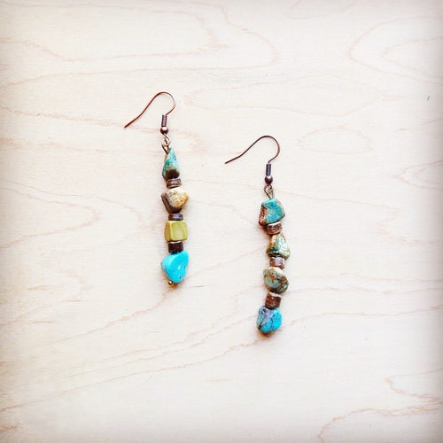 Genuine HuBei Turquoise & Wood Drop Earrings 221g
