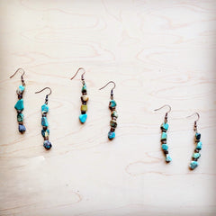 Genuine HuBei Turquoise & Wood Drop Earrings 221g