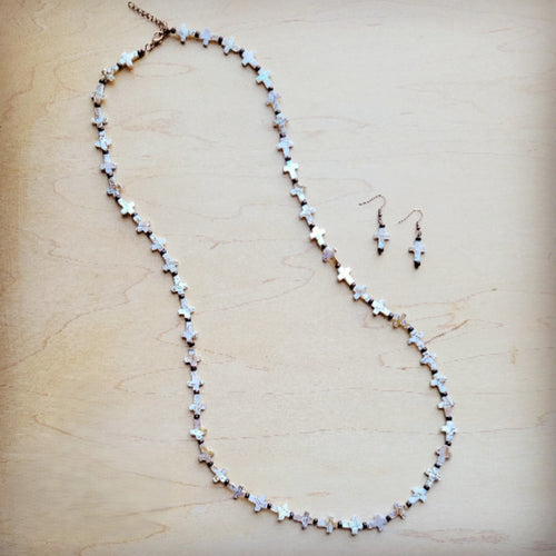 Mother-of-Pearl Cross Earrings 224c