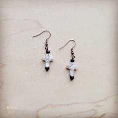 Mother-of-Pearl Cross Earrings 224c