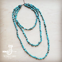 JJ Genuine Blue Turquoise Triple Strand Necklace 259h