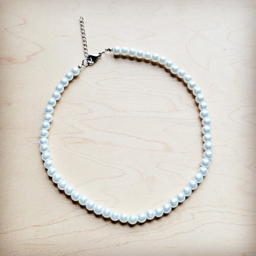 JJ Glass Pearl Collar Necklace 259v