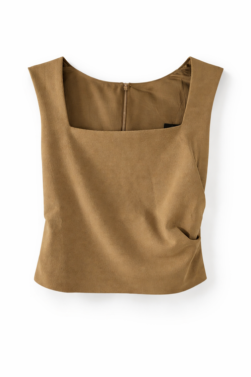 C&C - Hot 2 Touch Khaki Square Neck Top