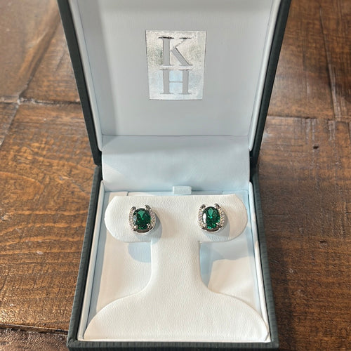 Kelly Herd Green Horseshoe Earrings