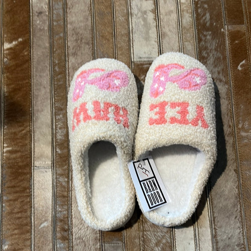 Pink Yeehaw Cowgirl Slippers