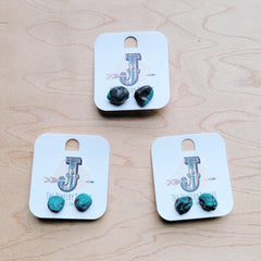 **Natural Green Turquoise Stud Earrings 205g