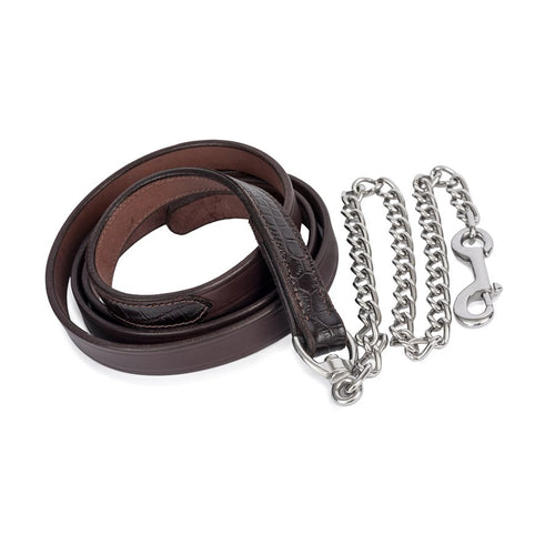 Croc Havana Leather Lead w SS Chain WSP