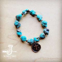 JJ Chunky Blue Turquoise Beaded Bracelet 809o