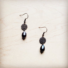 **Genuine Freshwater Gray Pearl Earrings 225j