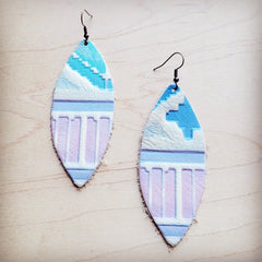 **Narrow Oval Leather Earrings in Pastel Navajo 224u
