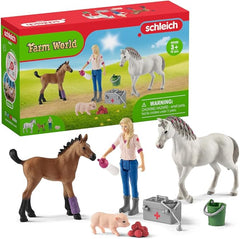 Schleich Vet With Mare & Foal Set