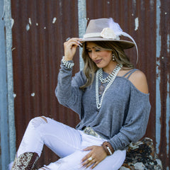 Western Copper Hoop Earrings w/ Glass Pearl Beads 217h