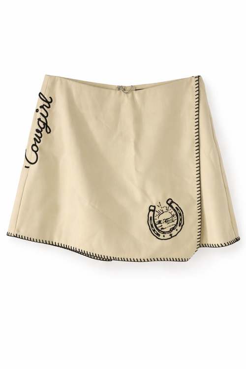 C&C - Classic Cowgirl Ivory Skort / Black Stitch
