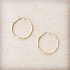 Medium Stainless Steel Hoop Earrings 18K Gold Plating 219b