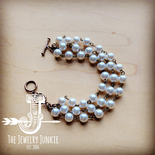 JJ Pearl Triple Strand Bracelet 804aa