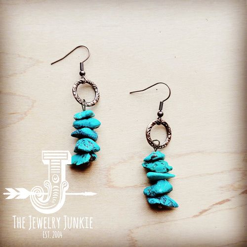 JJ Blue Turquoise Stacked Gemstone Earrings 223i