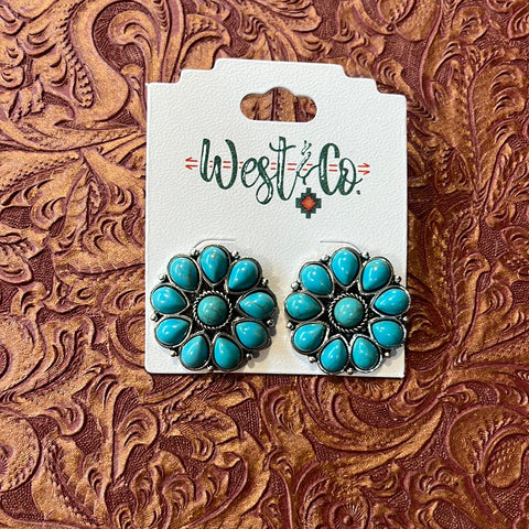 Turquoise Western Concho Earrings