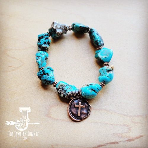 JJ Chunky Blue Turquoise Beaded Bracelet 809o