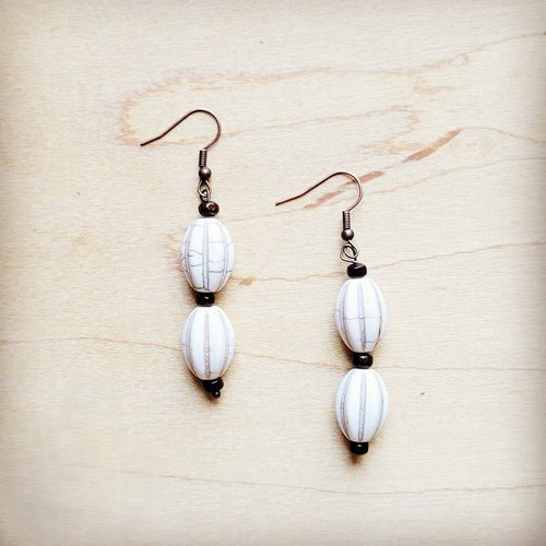**White Turquoise Melon Bead Earrings 220y