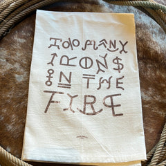 irons in the fire tea towel