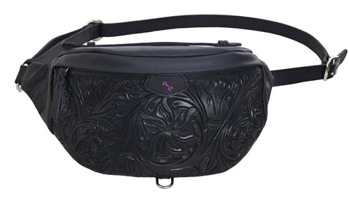 RT Black Tooled Bum Bag