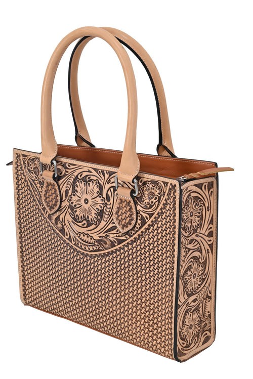 RT Natural Tooled Tote Bag