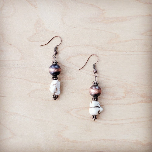 Western White Turquoise w/ Copper Bead Drop Earring 200x