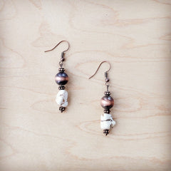 Western White Turquoise w/ Copper Bead Drop Earring 200x