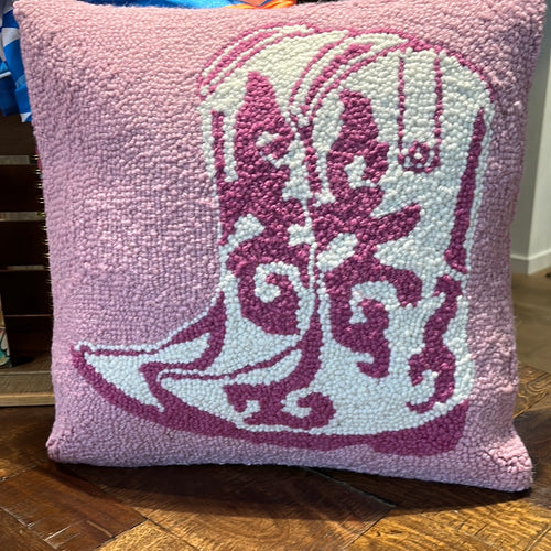 Pink Cowboy Boots Hook Pillow